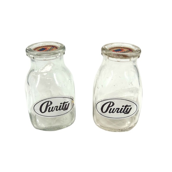 Vintage Purity Milk Jar Square Bottom Glass Half Pint Heavy Cream & Keychain - Picture 1 of 8